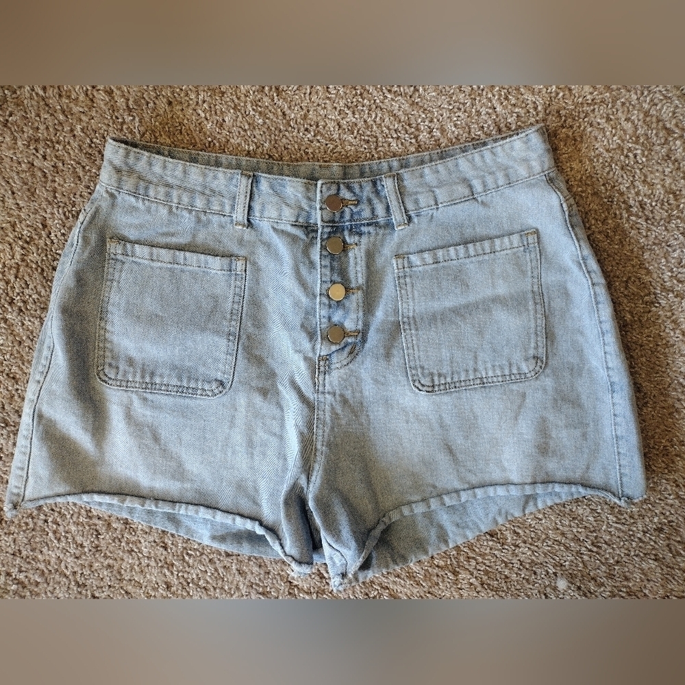 Shein Curve High Rise Button Down Denim Shorts 0XL